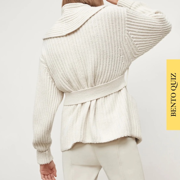 Cozy Cream Belted Cardigan Sweater -mm lafleur - Picture 2 of 8